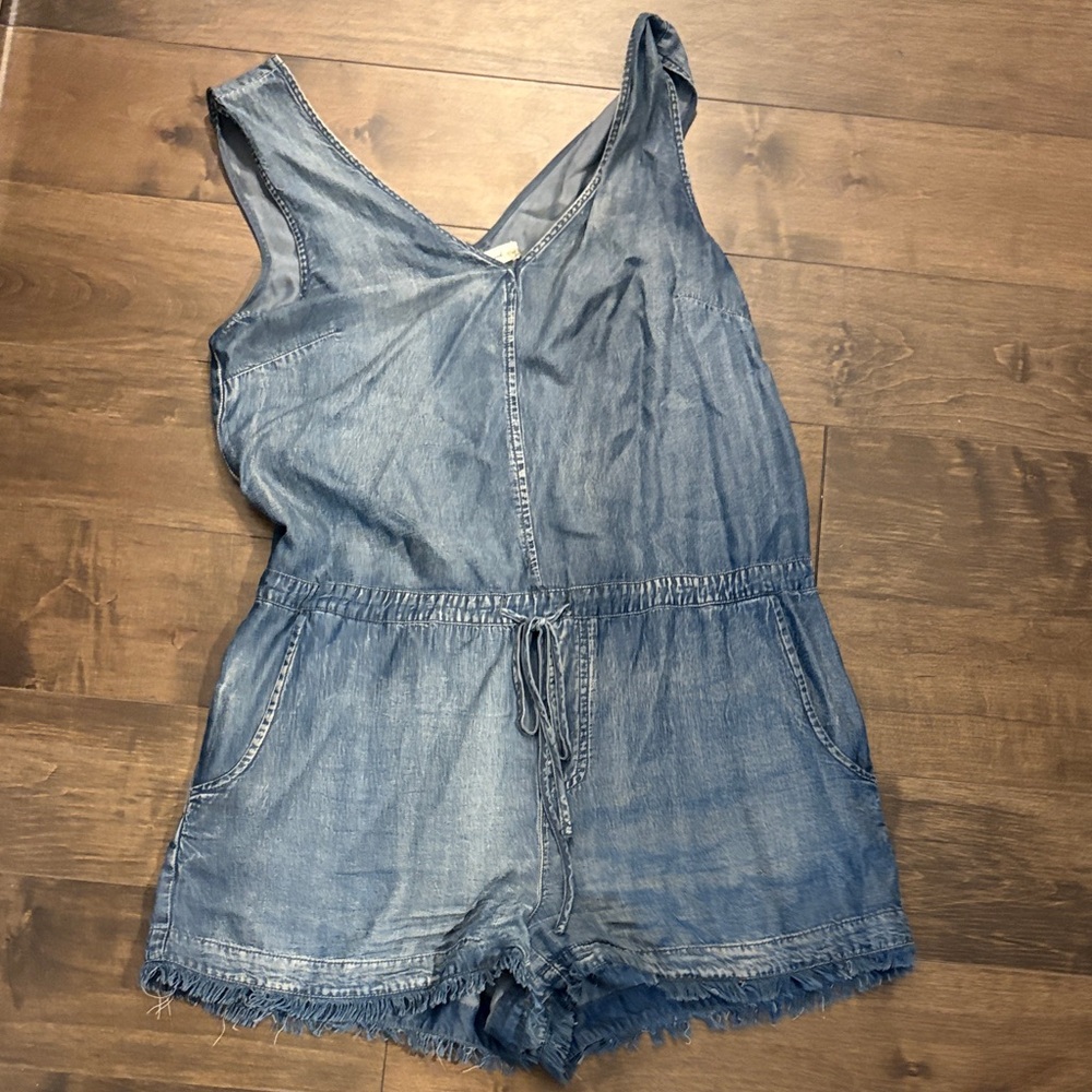 Mustard Seed Light Blue Denim Romper